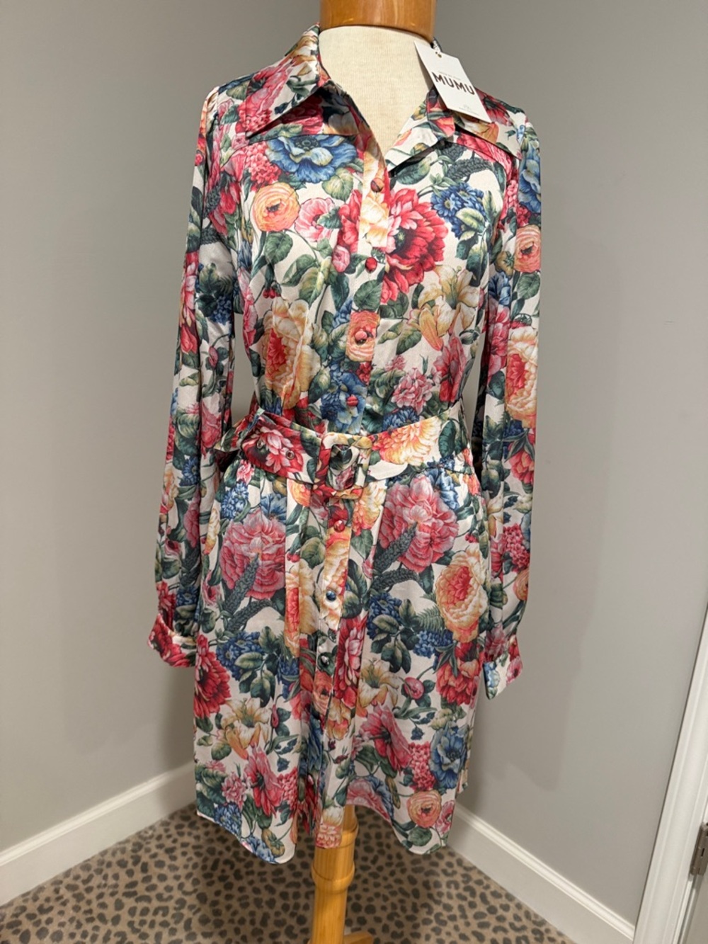 Show Me Your MuMu Floral Button-Front Shirtdress in Pink, Red, Blue, Yellow